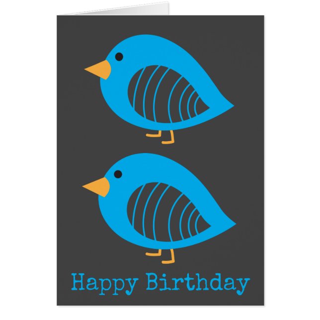 Cartão Pássaros quirky colorido e giros (Frente)