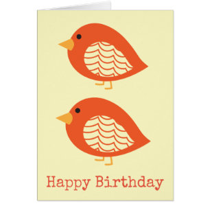 Cartão Pássaros quirky colorido e giros