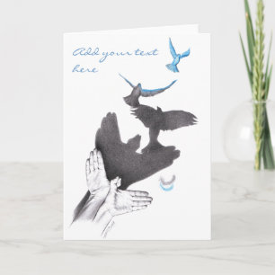 Cartão Pássaros voadores de sombra manual Ilusões Arte 