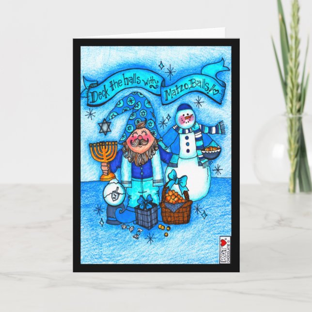 Cartão Passe os corredores com a placa Matzo Balls (Frente)