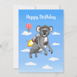Cartão Passeio de Jetpack do Koala Foguete
