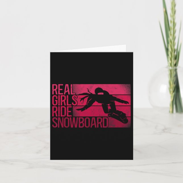 Cartão Passeio de Rapariga de Snowboard (Frente)