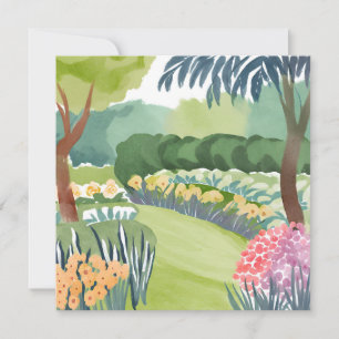 Cartão Passeio pelo Jardim de Flores Aquarela Floral da