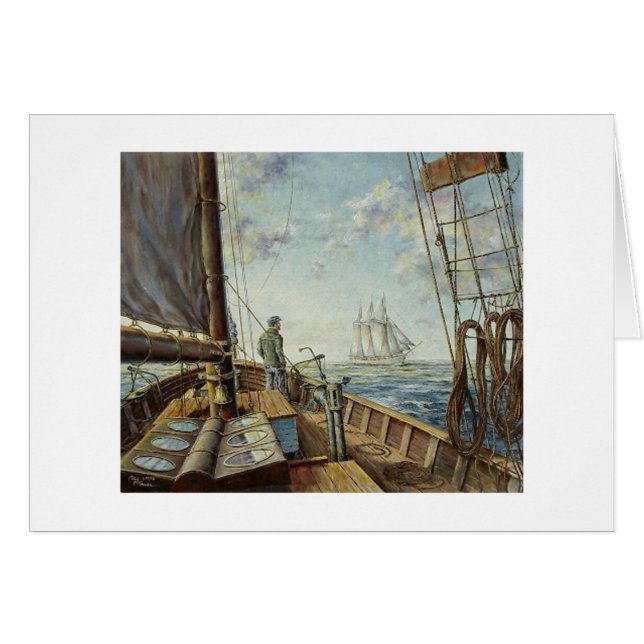 Cartão "Passing Schooners" de Paul McGehee (Frente horizontal)