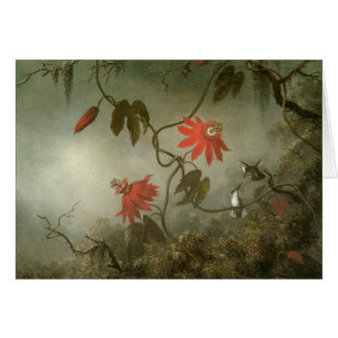 Cartão Passion Flowers e Hummingbird por Martin J Heade