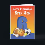 Cartão Passo Filho 6 de Aniversário de Esportes<br><div class="desc">Assim que o seu filho se juntar a todos para celebrar o seu aniversário de 6,  então deve entregar-lhe imediatamente este cartão para o cumprimentar naquele dia especial.</div>