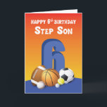 Cartão Passo Filho 6 de Aniversário de Esportes<br><div class="desc">Assim que o seu filho se juntar a todos para celebrar o seu aniversário de 6,  então deve entregar-lhe imediatamente este cartão para o cumprimentar naquele dia especial.</div>