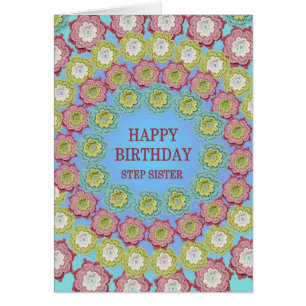 Cartão Passo Irmã Aniversário Flores de Crochet