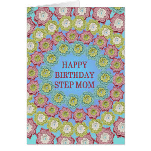 Cartão Passo Mãe Flores de Crochet de Aniversário