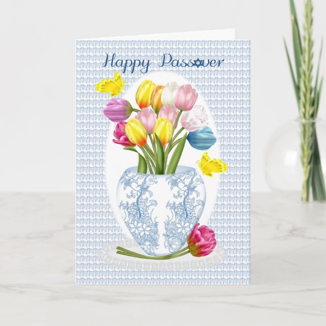 Cartão Passover Tulip And Butterfly Greeting Card (Frente)