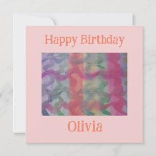 Cartão Pastel Abstrato Art Flat Birthday
