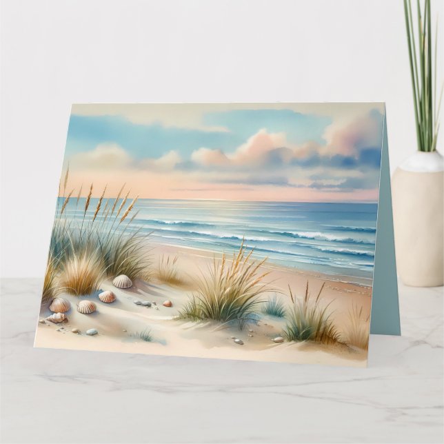 Cartão Pastel Coastal Dunes Watercolor (Frente)