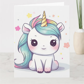 Cartão Pastel Kawaii Unicorn, o mais adorável