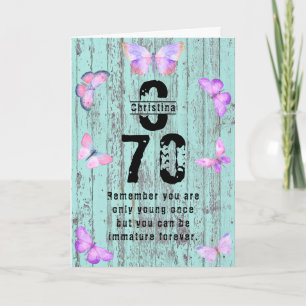 Cartão Pastel Monogram Butterfly 70th Birthday Greeting