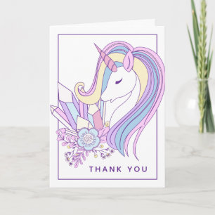 Cartão Pastel Rainbow Unicorn Obrigado