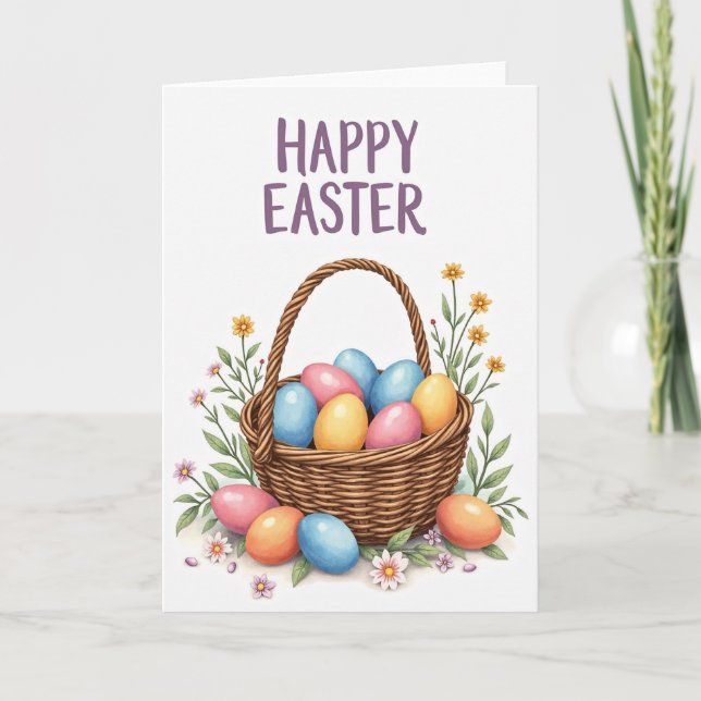 Cartão Pastel Spring Eggs Basket Card (Frente)
