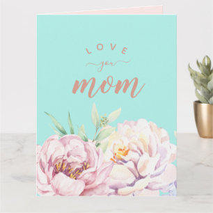 Cartão Pastel Watercolor Florals Te Ama Mãe Minimalista