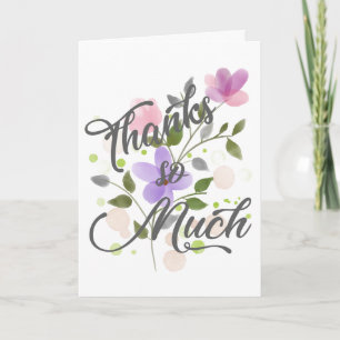 Cartão Pastel Watercolor Flowers Obrigado tanto