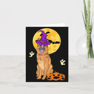 Cartão Pastor Alemão Preto e Castanho Bruxa Halloween