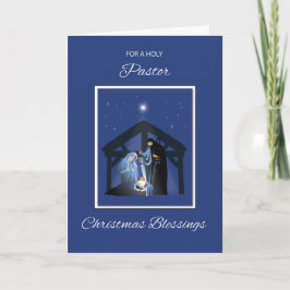 Cartão Pastor de Bênçãos de Natal em Azul