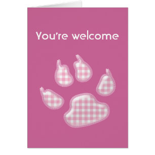 Cartão pata de cão-de-gingham - rosa