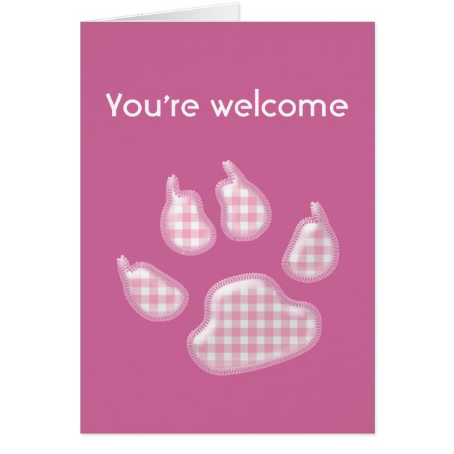 Cartão pata de cão-de-gingham - rosa (Frente)