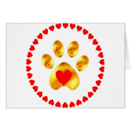 Cartão Pata dourada elegante com corações