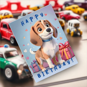 Cartão Patas Divertidas Beagle Cachorrinho e Presentes An