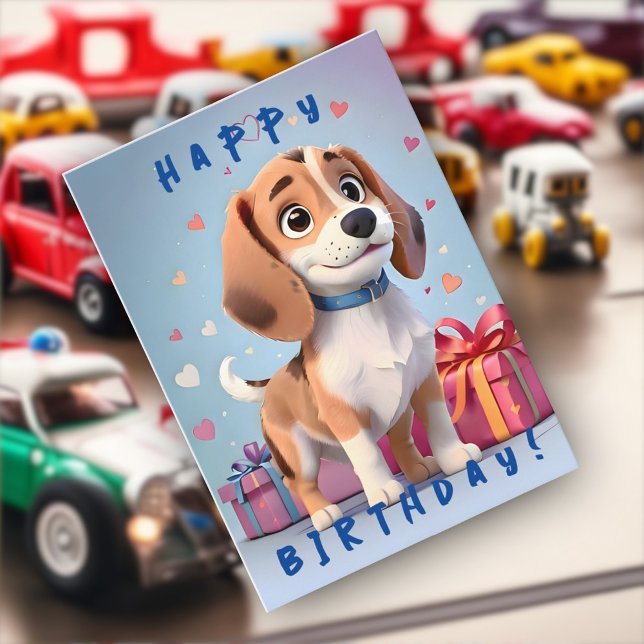 Cartão Patas Divertidas Beagle Cachorrinho e Presentes An (Criador carregado)