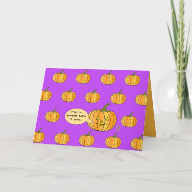 Cartão Patch Whimsical Pumpkin no Dia das Bruxas da Fusch (Frente)