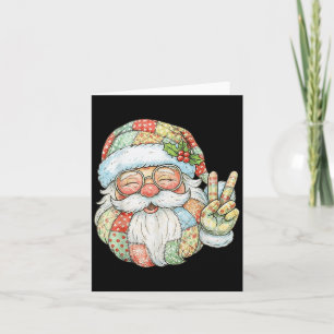 Cartão Patches Papai Noel Retro Natal Engraçado Mens W