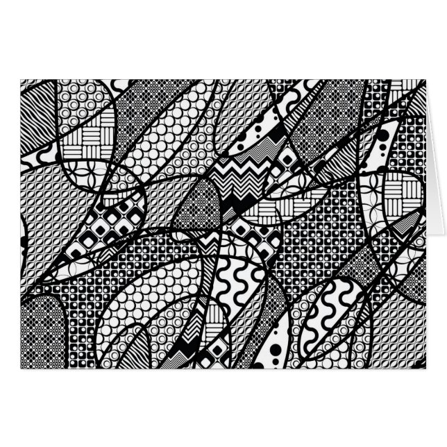 Cartão Patchwork Preto e Branco Padrão 05 (Frente Horizontal)
