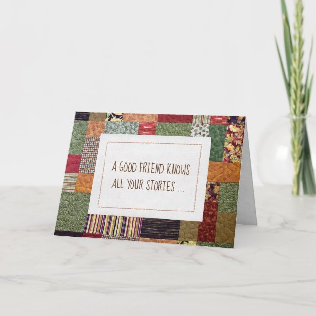 Cartão Patchwork Quilt Birthday Para Amigo (Frente)