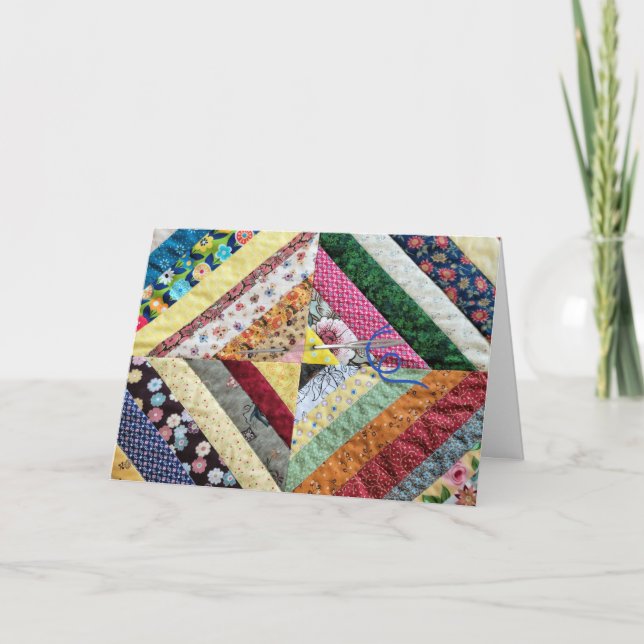 Cartão Patchwork Quilt Impressão Patterno para Aniversári (Frente)