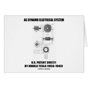 Cartão Patente do Sistema Elétrico Nikola Tesla AC Dynamo