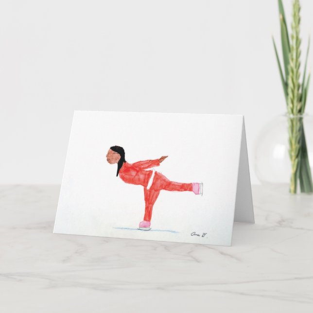 Cartão Patinador de gelo do feriado (Frente)