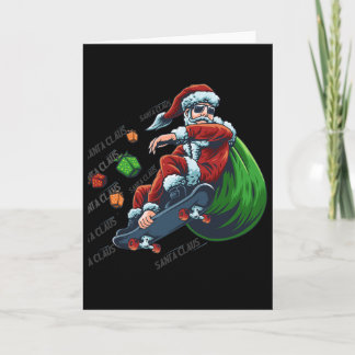 Cartão Patinador de Natal Skateboarding Natal Papai Noel 