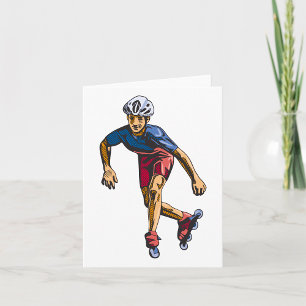 Cartão Patinador Inline Legal Patinação de Rolo Retro