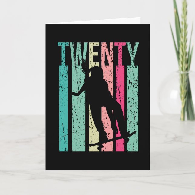 Cartão Patinadora de Aniversário do 20 20 (Frente)