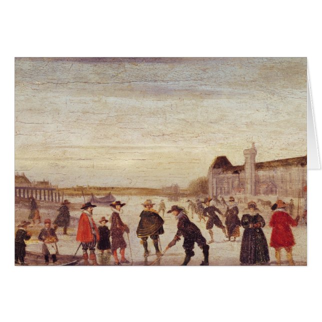 Cartão Patinadores no Seine em 1608 (Frente Horizontal)