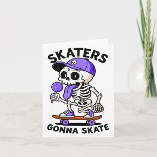 Cartão Patinadores Vão Patinar, Patinador Esqueleto Lolli