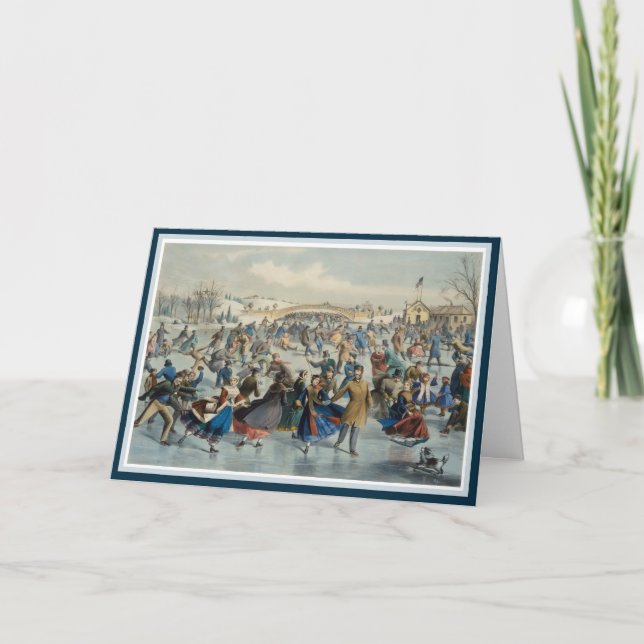 Cartão Patinagem no gelo no Central Park - feriados de (Frente)