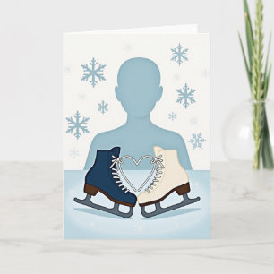 Cartão Patins de Coração Carta de Amor de Inverno