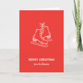 Cartão Patins de Natal Personalizados com o Nome da Famíl