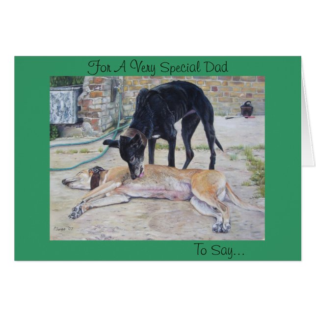 Cartão pátio cênico com cães de galgos (Frente Horizontal)