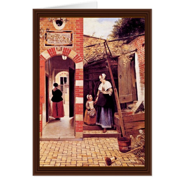 Cartão Pátio de uma casa em Delft por Hooch Pieter De ( (Frente)