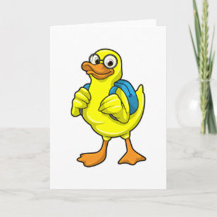 Cartão Pato como estudante com mochila