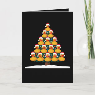 Cartão Pato de Borracha Chapéu de Papai Noel Árvore de Na