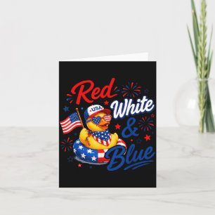 Cartão Pato de Borracha Vermelho Branco Azul 4 de Julho B
