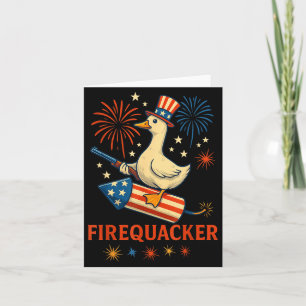 Cartão Pato de Fogo Meme Divertido Ganso Fogos de Artifíc